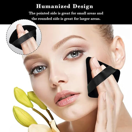 8pcs Triangular Powder Puff Face Soft Velvet Makeup Puff for Loose Powder Body Powder Makeup Sponge for Contouring Wet Dry Foundation Blender Sponge Beauty Makeup Tool.(Black&Purple)