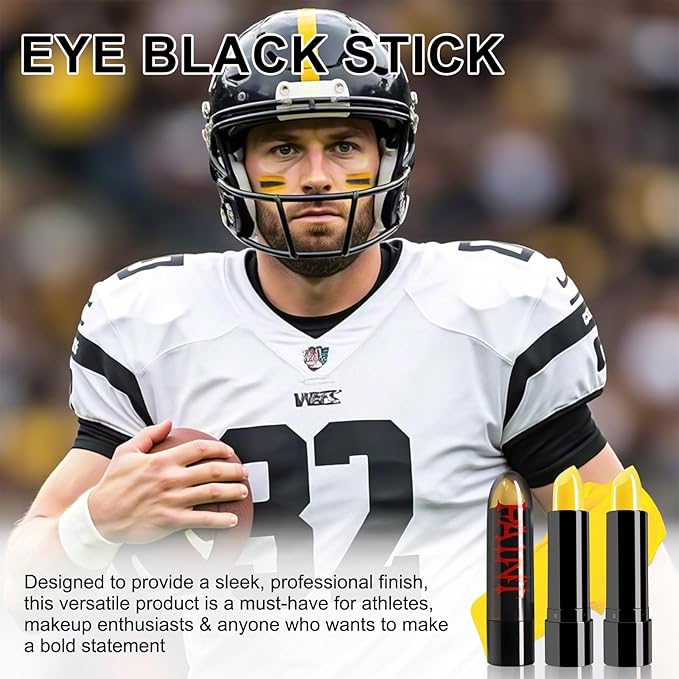 2 Pcs Yellow Face Paint Stick Eye Black Football Softball Baseball Lacrosse Sports Eyeblack Battle Paint Halloween Body Paint Makeup Cosplay SFX Costume Party Waterproof Face Painting Kit
