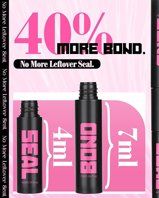 Mavphnee Lash Bond and Seal 40% More Bond 2 in 1 Lash Glue Strong Hold Eyelash Adhesive and Sealant Waterproof Rebalance Bonding and Locking for 48-150Hours (7ml+4ml)