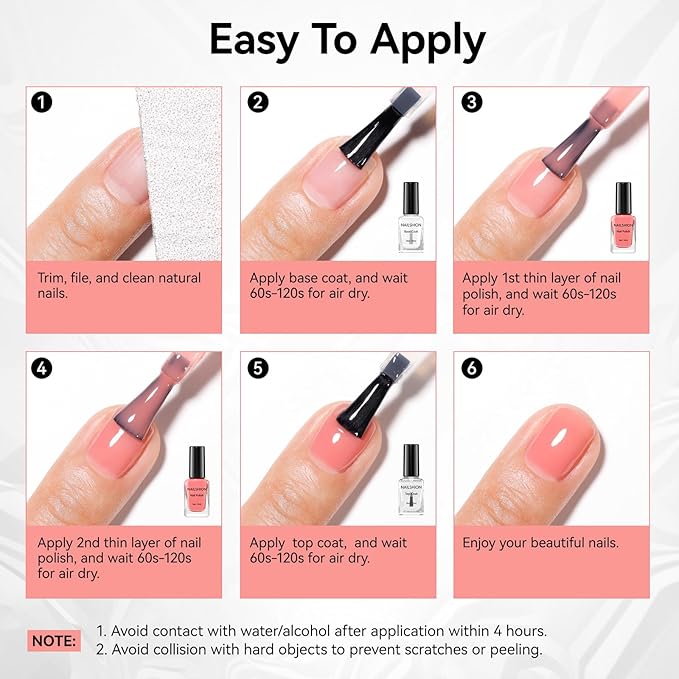 Jelly Pink Nail Polish, Fast Dry Sheer Tinted Blush Rose Fingernail Polish, 9-Toxic Free Vegan Rich in VE Nail Lacquer for All Tone Skin Nail Art Manicure Gift for Women