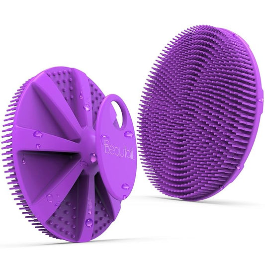 Silicone Body Scrubber, BEAUTAIL Shower Bath Scrubber, More Hygienic Than Traditional Loofah, Lather Nicely, Long Lasting, Gentle Exfoliating Brush for Women Men Baby Sensitive Skin, 1 Pack, Purple