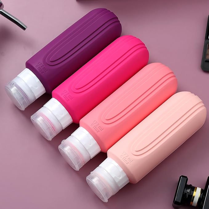 Travel Bottles for Toiletries, Large 6oz Oversize Containers, BPA Free Leak Proof Tubs Refillable Liquid Traveler Accessories with Toiletry Bag for Cometic Shampoo and Lotion Soap (4 Pack)