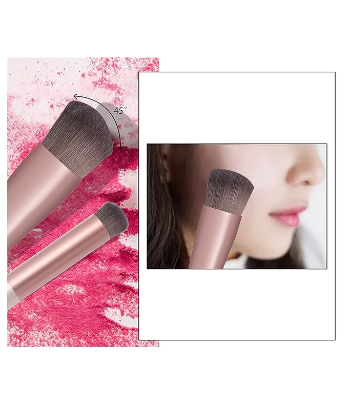 Foundation & Concealer Brush - Kabuki & Contour Makeup Brush - Portable, Wipes Foundation, Blush, Highlighter & Eye Shadow