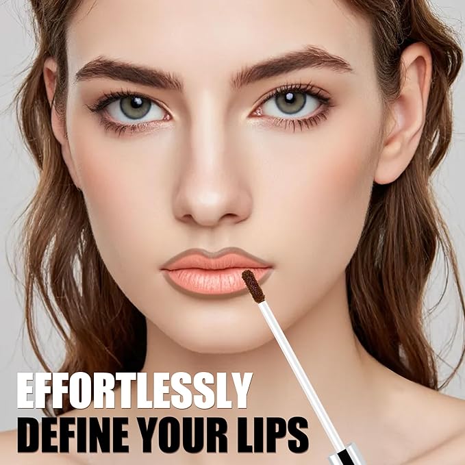 Peel Off Lip Liner Stain, Long Lasting Matte Lip Tattoo Makeup, Smudge-Proof, Highly Pigmented Color, Transfer-Proof, Waterproof, Suitable for All Skin Types, Golden Brown