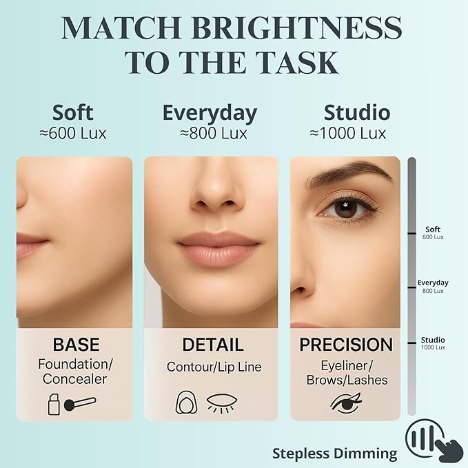 LUXFURNI Hollywood Mirror with Lights Makeup Mirror for Bedroom, Vanity Arched Mirror with 12 Dimmable Bulbs Smart Touch Control 3 Color Lighting Modes