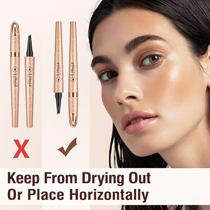 Microblading Eyebrow Pen - Long Lasting Waterproof Brow Pencil With Micro-Fork Tip Applicator and Stays on All Day (Dark Brown)