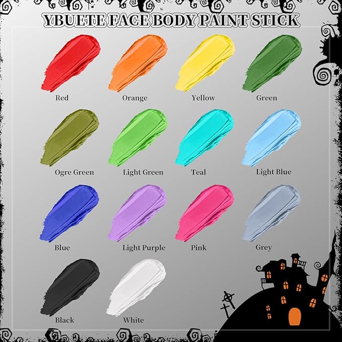 White Face Body Painting Stick, Professional Full-coverage Cream White Face Paint for Halloween SFX Skeleton Ghost Zombie Clown Goth Cosplay Makeup, Washable Body Stick for Adult Costume Party