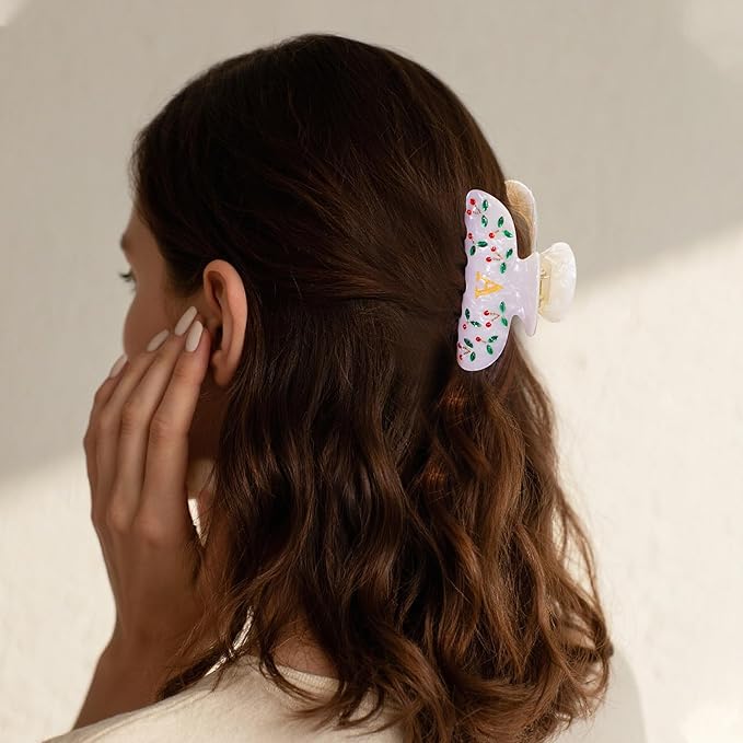 Birthday Gifts for Women - Cute Cherry Letter Hair Clips, Fashion Glitter Claw Clips Elegant And Durable Hair Accessory, Letter C