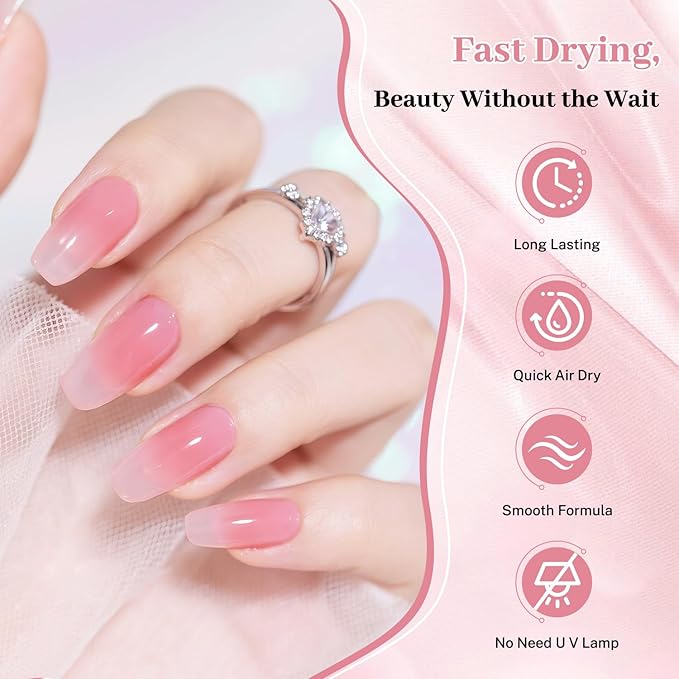 16.5ml Jelly Rose Pink Nail Polish Large Volume Quick Dry Nail Polish, Long Lasting Shine, Fingernail Toenail Nail Art DIY Home Travel Nail Art Gift