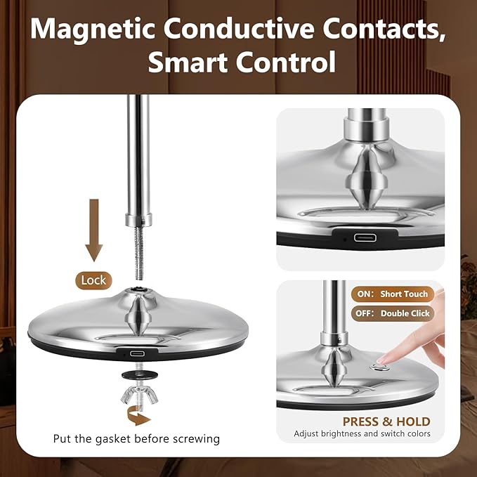 9" Makeup Mirror with Lights: 1X/15X Magnifying Mirror with Lights, Rechargeable Make Up Mirrors with 3 Colors, Light up Mirror, Chrome