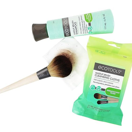 EcoTools Makeup Brush Cleansing Cloths, 25 Count - Quick & Convenient Brush Cleaner