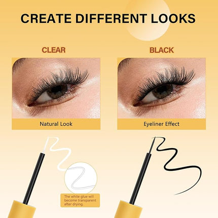 QUEWEL Lash Clusters Bond Eyelash Cluster Glue for DIY Lash Extensions, 5ML Cluster Lashes Glue Waterproof&Long Lasting, Super Strong Hold Eyelash Clusters Bond Suitable for All Day Wear (Clear)