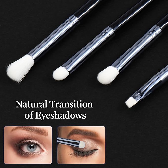 Makeup Brushes Set 7 Pcs Classic Black Makeup Brush Kit, Foundation Brush Eyeshadow Brush Powder Brush Blush Cosmetic Brushes With Case Travel Gift