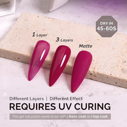 MelodySusie 0.5fl oz Purple Gel Nail Polish, Nails Soak Off UV LED Jelly Purple Gel Polish Gift for Women Nail Art Manicure Salon DIY Nail Design Decoration at Home-A2701