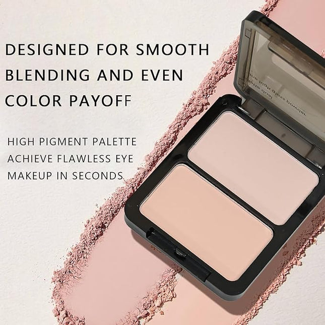 K'APEINE Matte Nude Eyeshadow Palette 2 Colors Light Pink Mini Eye Shadow Duo Face Highlight Bronzer Powder Palette Natural Base Eyeshadow Powder for older Women-02#