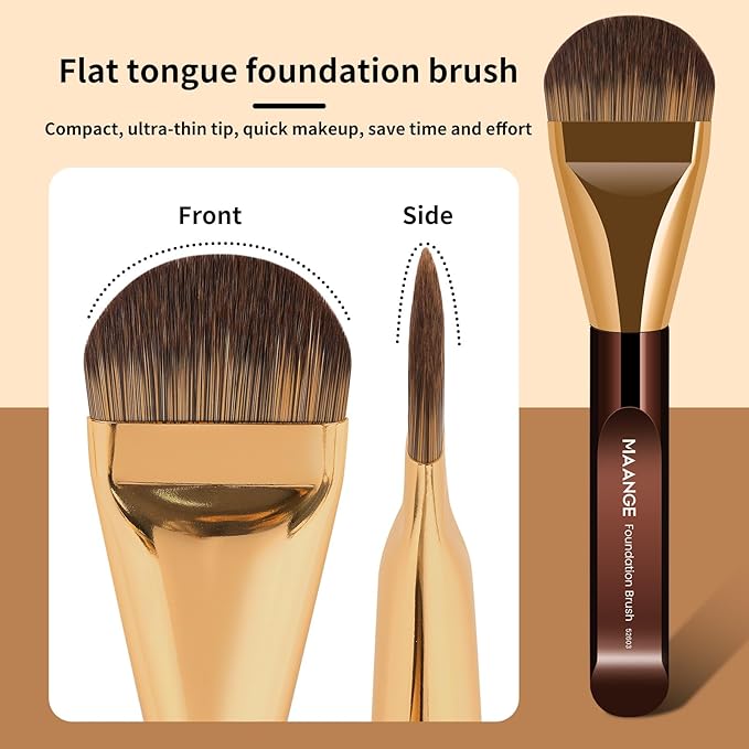 MAANGE 14-Piece Makeup Brush Set with Aluminum Ferrule- Premium Synthetic Makeup Brushes Kit Foundation Powder Brush Eye Shadow for Beginners & Professionals(Gold Coffee)