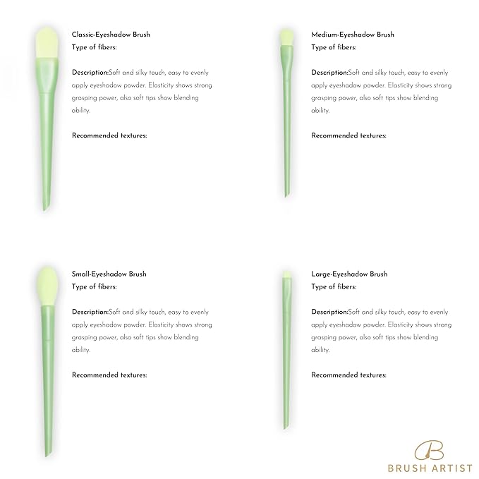 All in one Makeup Brushes kit for girls, 10 Pcs, Powder Brush, Foundation Brush, Blush Brush, Highlighting Brush, Eyeshadow Brushes (Shiny Green)