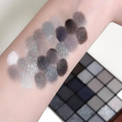K'APEINE 25 Color Black Eyeshadow Palette, Smoke Eyeshadow Palette Silver Smokey Eye Shadow Matte Velvet & Metallic Shimmer Cool Smoky Dark Shades for Goth Makeup No Fading, Long Lasting Waterproof