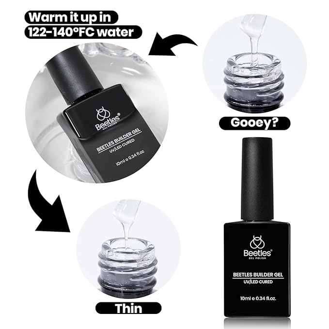 Beetles Builder Gel Low Heat-Dew Glow 0.34 oz 8 in 1 Strengthening Apex Building Nail Extension for Beginner DIY Salon at Home,Clear Builder Nail Gel,Fall Nails,UV & LED Lamp Needed