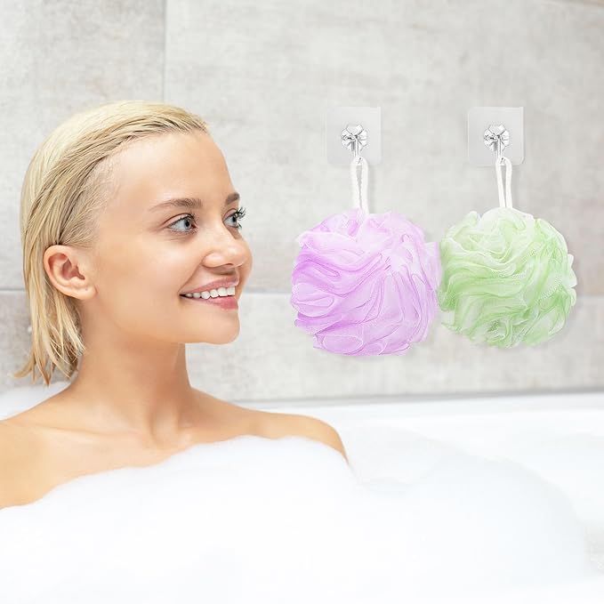 Tbestmax 4 Pack Bath Sponge Pouf Shower Loofah Body Scrubber Exfoliator, 60g/Piece - 4 Colors