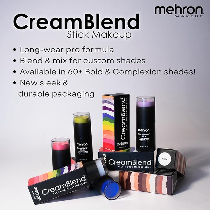 Mehron Makeup CreamBlend Stick | Face Paint, Body Paint, & Foundation Cream Makeup | Perfect for Halloween (.75 oz) (ORANGE)