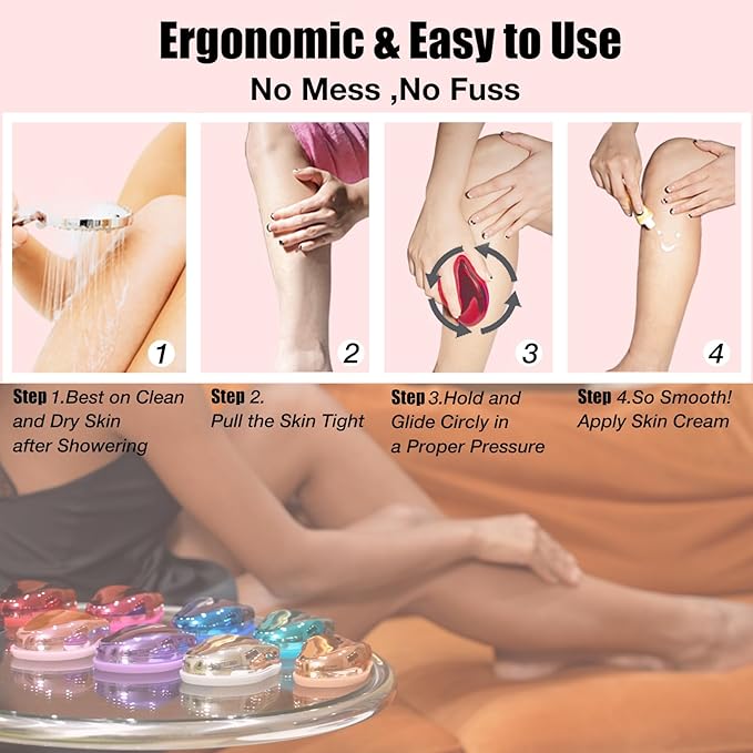 Crystal Hair Eraser,Upgrade Crystal Hair Remover,Physical Nano Glass Hair Removal Device,Painless Epilator and Exfoliator Without Shaver for Quick Soft Silky Skin(Red)