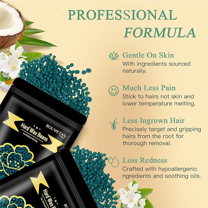 Hard Wax Beads for Hair Removal – 6 Packs, 21oz Total – Smooth & Long-Lasting Hair Removal for All Skin Types