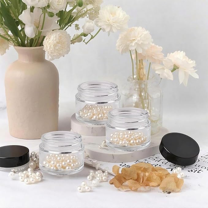 2oz Glass Jars with Lids, Cosmetic Jars with Lids, 48 pack