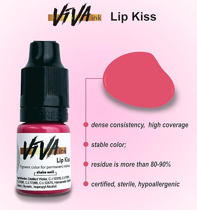Lip Pigment – Lip Kiss – Permanent Lip Makeup – Microblading Ink for Durable and Colorful Lips – Long Lasting Color Lip Cosmetics (0.2 oz)
