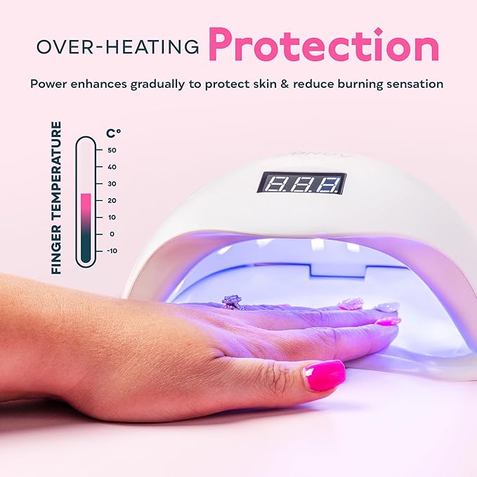 SUNUV UV Light for Nails, UV LED Nail Lamp with 4 Timer Settings, Compatible with All Gel Polish, Auto Sensor LCD Display Removable Base, SUN5