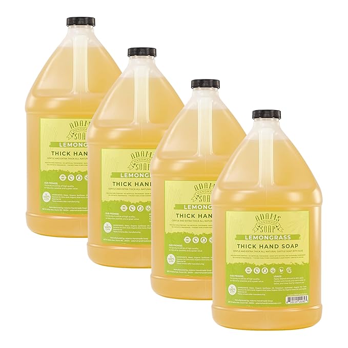 Adams Handmade Soap Liquid Hand Soap 1 Gal (Lemongrass, 4 pack)