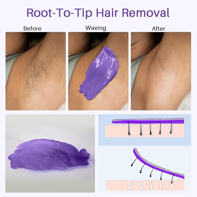 BLITZWAX 2.5lbs Hard Wax Beads for Hair Removal Lavender Waxing Beans for Sensitive Skin, Face, Eyebrows, Brazilian, Legs and Bikini - with 2 Silicone Sticks and 2 Wax Oils for Home and Salon Use