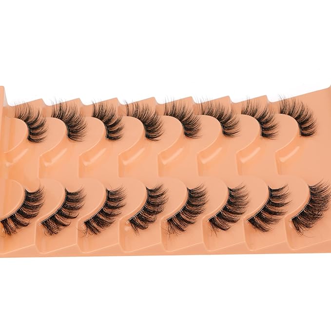 Half Lashes Natural Look Half Lash Cateye Clear Band Half Eyelashes Cat Eye Fluffier Wispy Accent Lashes 3/4 Flared End Lashes Pack by ALPHONSE