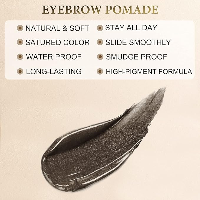 LAVONE Eyebrow Stamp Stencil Kit for Eyebrows, Brow Stamp Trio Kit with Waterproof Eyebrow Pencil, Eyebrow Pomade, 20 Eyebrow Stencils, Dual-ended Eyebrow Brush and Sponge Applicator - Medium Brown