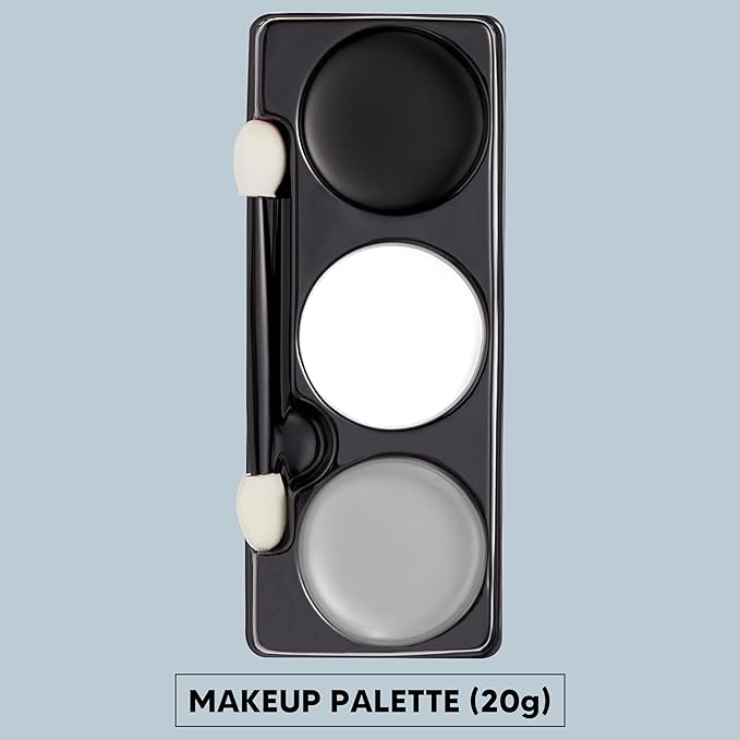 Spooktacular Creations Halloween Makeup Palette 3 Colors Skeleton Face Body Paint with Double-headed Brush for Adult Cosplay SFX Makeup Cosplay Dress Up (7 Oz, Black White Gray )