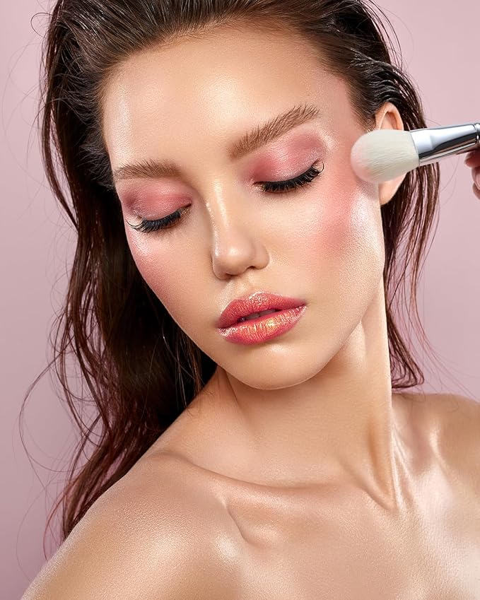 Blush Brush Setting Powder Liquid Blush Bronzer Brush for Ceram Loose Powder and Liquid Blush for Makeup Cheeks Synthetic Bristles Black (F633)