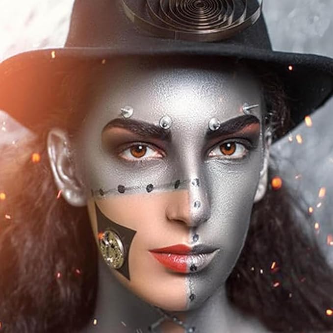 MEICOLY Silver Eye Black Stick,Waterproof Eye Black Baseball Softball Football Lacrosse,Silver Face Body Paint Stick for Halloween SFX Cosplay Tin Man Makeup