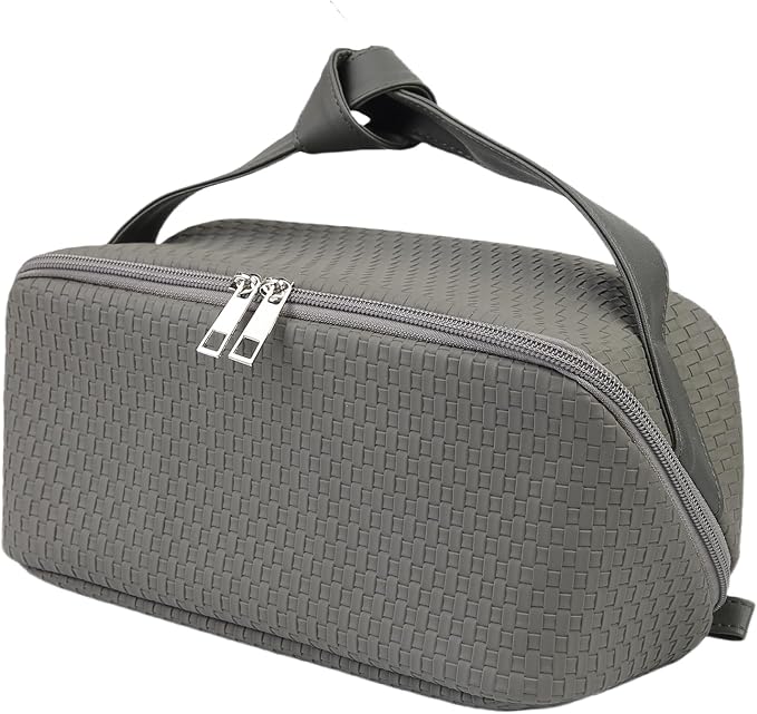 hhhouu Large PU Leather Makeup Bag with Handle, Travel Cosmetic Organizer Case, Waterproof Toiletry Bag, Portable Storage Pouch for Accessories and Brushes, Ideal Gift for Women HO-CB01