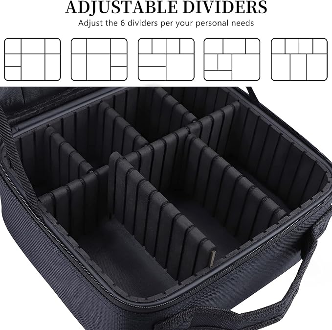 Travel Makeup Bag 10.4" Makeup Train Case Portable Artist Make Up Organizer Case with Adjustable Dividers Oxford Cloth Storage Case for Cosmetics Makeup Brushe (Black)