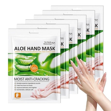 6 Pairs Hand Masks Moisturizing Gloves, Hydrating Hand Mask Moisturizer Gloves Care for Dry Cracked Hands, Smooth Long Lasting Soft Firming Hand Mask Gift Set for Men Women（O)