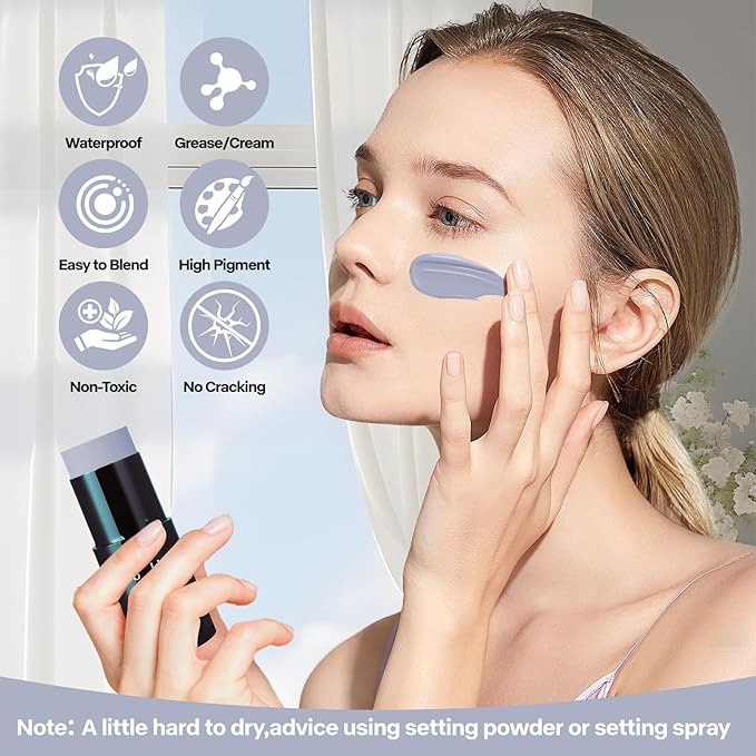 Go Ho Cream-Blendable Light Grey Face Paint Stick,Full-coverage Grey Body Paint Stick for Adults Children Halloween Cosplay SFX Vampire Zombie Makeup,Waterproof Gray Body Paint Stick