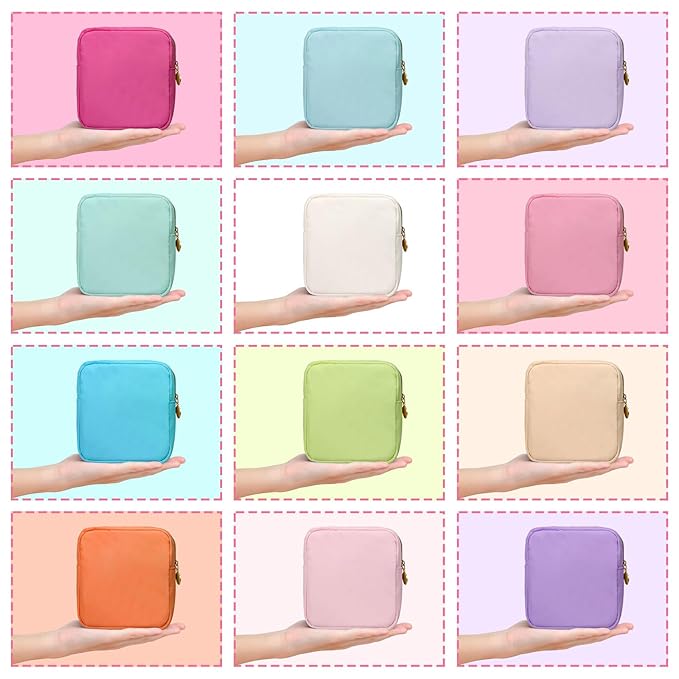 Umigy 12 Pcs Preppy Cosmetic Bags Nylon Mini Makeup Bags Bulk Waterproof Cute Travel Pouch Purse for Her Gifts DIY Daily Use Storage Organizer (Colorful Style)