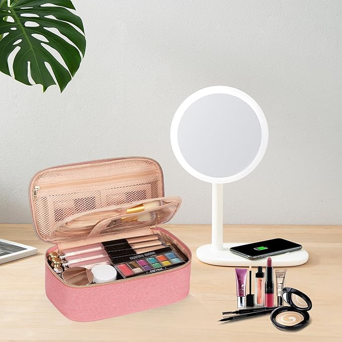 OCHEAL Small Cosmetic Bag,Portable Cute Travel Makeup Bag for Women and Girls Makeup Brush Organizer Cosmetics Pouch Bags-Pink