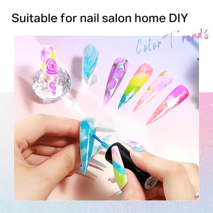 MIZHSE Marble Ink for Nails, 12Pcs Macarons Colors Marble Nail Polish Set Suumer Nail Ink Blooming Gel Watercolor Nail Polish for Nail Art Design Manicure at Home