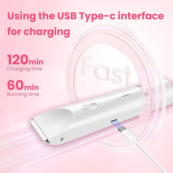 Bikini Trimmer for Women-2 in 1 Dual Head Electric Razors,USB Rechargeable Bikini Electric Shaver,IPX7 Waterproof Dry & Wet Use Body Hair Trimmer and Facial Hair Remover for Underarm Leg Body,White