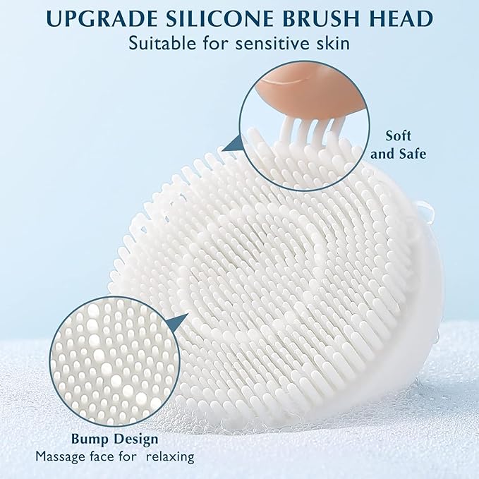 COSLUS Facial Cleansing Brush Silicone Face Scrubber: 7 in 1 FBS-D Electric Exfoliating Rotating Massage Device Waterproof Deep Cleaning Exfoliation Spa Machine - Electronic Skin Care Wash System