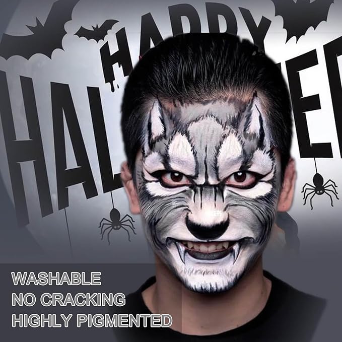 MEICOLY Cream Moonlight White Face Body Paint,2.37Oz Large Tube Water Based Full Body Paint for Adults and Kids,Professional Face Paint for Halloween Stage SFX Special Effects Cosplay Makeup