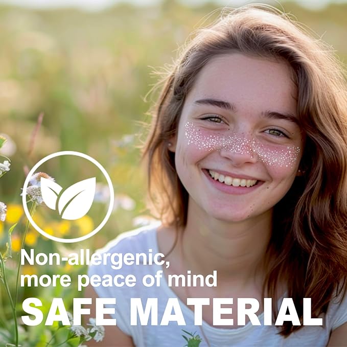 Glitter Freckles Face Tattoo，Face Makeup Patches，Silver Fake Freckles-6 Count，Waterproof-Fun & Creative Face Glitter Stickers，Temporary Face Freckles for Women，Must-Have for Music Party Makeup