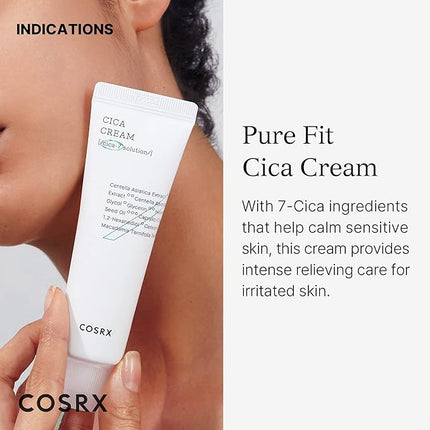 COSRX Pure Fit Cica Cream, 50ml / 1.69 fl.oz | Centella Asiatica Face Moisturizer Recommended for Acne-Prone Skin, Reduce Redness | Not Tested on Animals, Korean Skincare