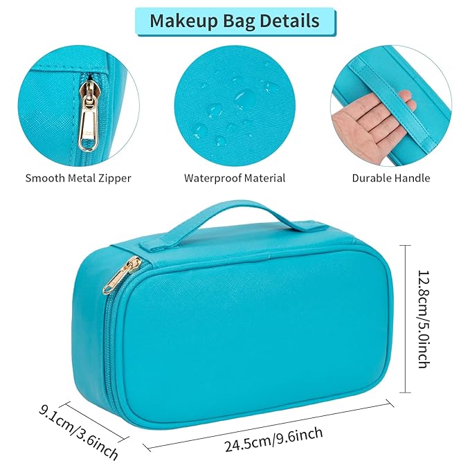 OCHEAL Small Makeup Bag,Portable Cute Travel Makeup Bag for Women and Girls Makeup Brush Organizer cosmetics Pouch Bags-Dark Blue